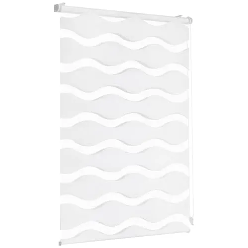 Sekey Doppelrollo Wellen Klemmfix ohne Bohren für Fenster, Doppelrollo 40 cm breit, Duo Rollo Welle Jalousie Sonnenschutz, 40x130cm, Weiß
