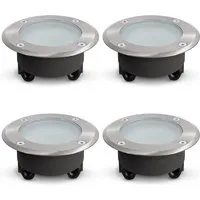 SSC-LUXon LED Gartenstrahler VISKOS rund, Edelstahl gebürstet - Strahler für Außenbereich mit Schutzart IP67, trittfest und befahrbar bis 2.000 kg, ideal für Garten und Wege.