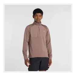 NEW BALANCE Herren Kapuzensweat Athletics Heat Grid 1/2 Zip - Shirts & Tops, ideal für kühle Tage mit NB Heat Technologie für Wärme und Feuchtigkeitsmanagement, inklusive sicherer Brusttasche.
