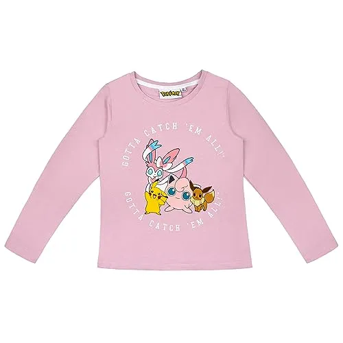 Pokemon Langarmshirt Pullover Mädchen Pikachu Pummeluff (152, Rosa)