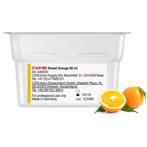 CWS Nachfüllduft Sweet Orange für Duftspender 80 ml - Erfrischender Zitrusduft mit Orange, Mandarine und Zitrone. Ideal zur neutralen Geruchsverbesserung in Waschräumen und Umkleidekabinen. Für ein angenehmes Raumklima.
