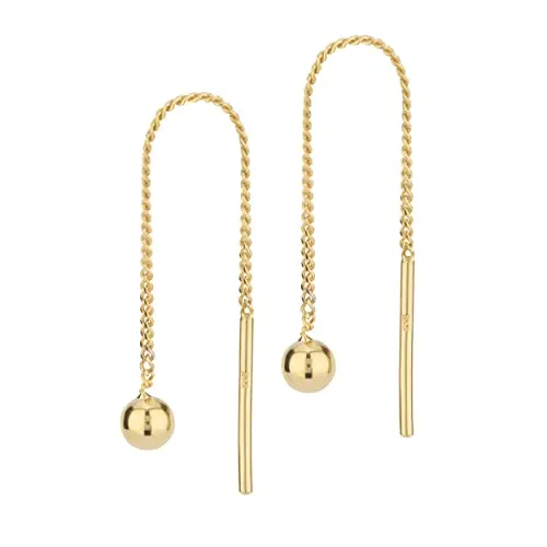 NKlaus Paar Durchzieher 333 Gelb Gold 8 Karat - Ohrringe für Damen aus hochwertigem 333 Gelb Gold, 5,5 cm lang, mit elegantem Kugeldesign für einen strahlenden Look.