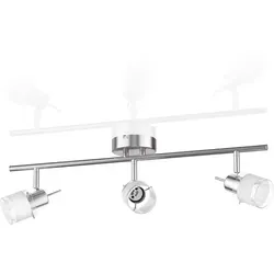 MIRAS Deckenleuchte 3-flammig aus Edelstahl matt - Energiesparlampe mit zeitlosem Design, verstellbaren LED-Spots und GU10-Fassungen für individuelles Lichtkonzept in jedem Raum.