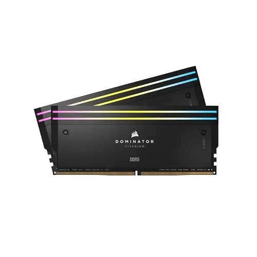 CORSAIR Dominator Titanium RGB DDR5 32 GB Kit - Arbeitsspeicher mit 6000 MHz Geschwindigkeit, ideal für Gaming und kreative Anwendungen, ausgestattet mit beeindruckender RGB-Beleuchtung.