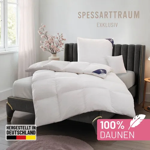 SPESSARTTRAUM Daunenbettdecke Exklusiv - Allergiker Bettdecken aus 100% Daunen, Made in Germany, mit Downpass Zertifizierung und Kassetten Steppung für optimalen Schlafkomfort.