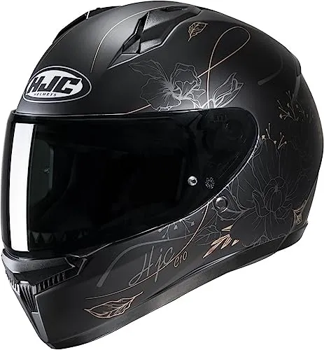 HJC C10 Epik Integralhelm XS - schwarz-silber-gold matt - Motorradhelm für Unisex Erwachsene mit optimaler Belüftung, kratzfestem Visier und leichtem Polycarbonat-Material. Inklusive Aufbewahrungstasche und Straßenzulassung.