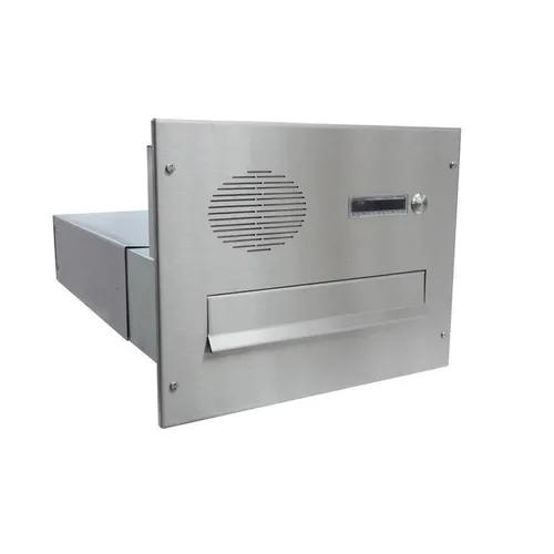 Letterbox24 BV Serie Edelstahl Mauerdurchwurf Briefkastenanlage mit Sprechsieb - Elegante Briefkastenanlage aus Edelstahl mit variablem Einwurf, integriertem Entnahmeschutz und optionaler Gegensprechanlage für höchste Sicherheit und Komfort.