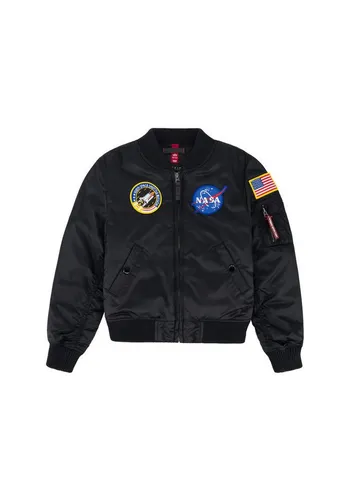 Alpha Industries Kids - Bomberjacke MA-1 VF NASA - Funktionsjacken für Mädchen, stylische Bomberjacke mit einzigartigem NASA-Patch und orangefarbenem Futter für einen coolen Look.