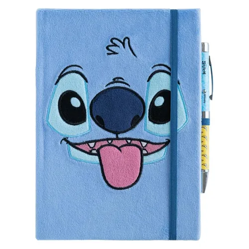 NoName STITCH - Notebook Peluche + Stylo à Bille Lumineux - Format A5 (A5, Harter Einband) (GAGE0032)