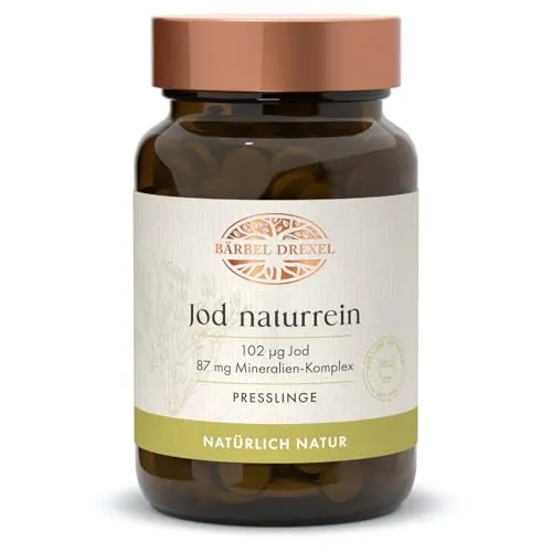 BÄRBEL DREXEL® Natürliches Jod vegan, Jod Tabletten – reine Natur, ohne synthetische Stoffe (108 Stk) – hohe Bioverfügbarkeit, Stoffwechsel, Schilddrüse, Jodmangel, Braunalge