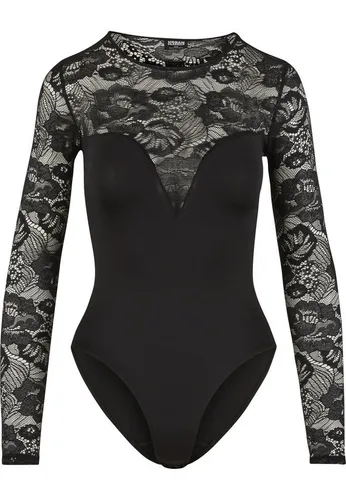 Urban Classics Ladies Round Neck Lace Body - Damen Body aus 100% Baumwolle mit filigraner Spitze, ideal für besondere Anlässe und angenehmen Tragekomfort dank enganliegendem Schnitt.