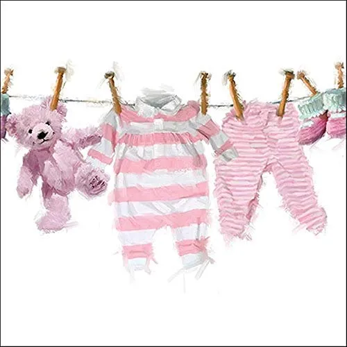 Ambiente Serviette Lunch - Baby Girl clothes rosa 33x33cm 20Stk/Packung