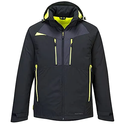 Portwest DX4 Winterjacke XL, schwarz, wasserdicht - Funktionsjacke mit InsulatexPro Innenfutter, wind- und wasserdicht (20000mm Wassersäule), ideal für alle Wetterbedingungen. 5 Taschen bieten viel Stauraum und Reflexbiesen sichern Sichtbarkeit.