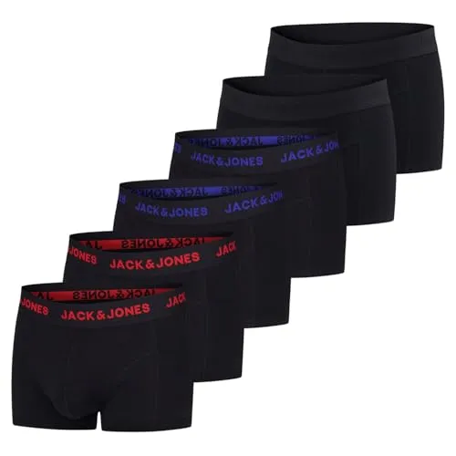 Jack & Jones Boxershorts Herren 6er Pack 4 XXL - Herrenunterhosen im 6er Pack, aus 95% Baumwolle für höchsten Tragekomfort, mit farbigen Nähten und elastischem Bund ohne störende Etiketten – ideal für den täglichen Gebrauch.