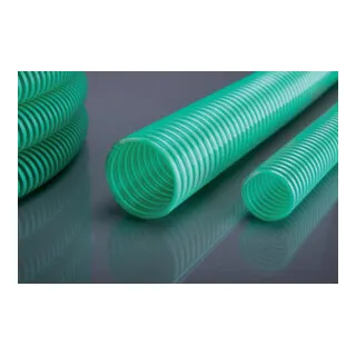 Saug-Druckschlauch 10, 19x2,4mm, 25m grün/transparent APD - Absaugschläuche & Förderschläuche, flexibler PVC-Schlauch für Wasser, Säuren und Laugen, temperaturbeständig von -5 °C bis +60 °C, ideal für Industrie und Landwirtschaft.