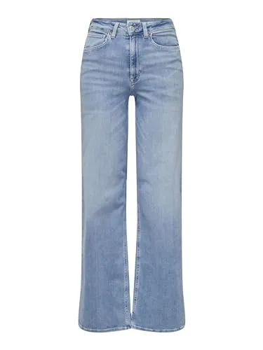 ONLMADISON Blush HW Wide DNM CRO371 NOOS - Hohe Taille Jeans - Damen-Jeanshosen mit Spitzen-Detail, hoher Taille und praktischen Taschen für einen stilvollen Look.