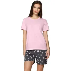 Merry Style Schlafanzug Damen Pyjama Zweiteiler Kurz aus Baumwolle Set MS10-177 rosa XL