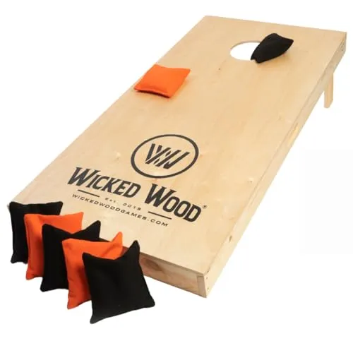 Cornhole Starting Kit – Wicked Wood – ACL-Empfohlen - Billard-Zubehör für Cornhole-Fans: Offiziell lizenziertes Starting Kit mit 1 Board und 8 Original ACL REC-Säcken für präzises Spielvergnügen im Freien!