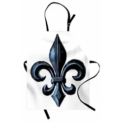 Abakuhaus Kochschürze Höhenverstellbar Klare Farben ohne verblassen, Fleur De Lis Antikes Zeichen Symbol blau|schwarz
