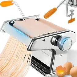 Retoo Manuelle Nudelmaschine Edelstahl - Pasta Maker für Spaghetti & Lasagne - Nudelmaschine aus rostfreiem Edelstahl mit 9 einstellbaren Teigstärken und zwei Schnittbreiten für individuelle Pasta-Variationen. Ideal für Liebhaber hausgemachter Nudeln!