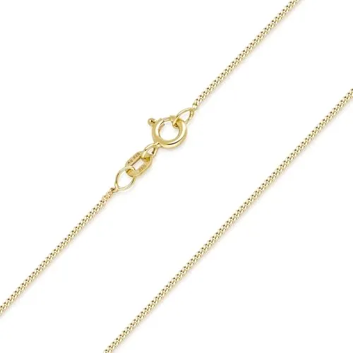 Materia 925 Silber Panzerkette vergoldet 1mm - Damen Halskette 80 cm - Elegante 80 cm lange Panzerkette aus 925 Sterling Silber mit langlebiger Doublé Vergoldung, perfekt als Basiskette für Damen und Herren.