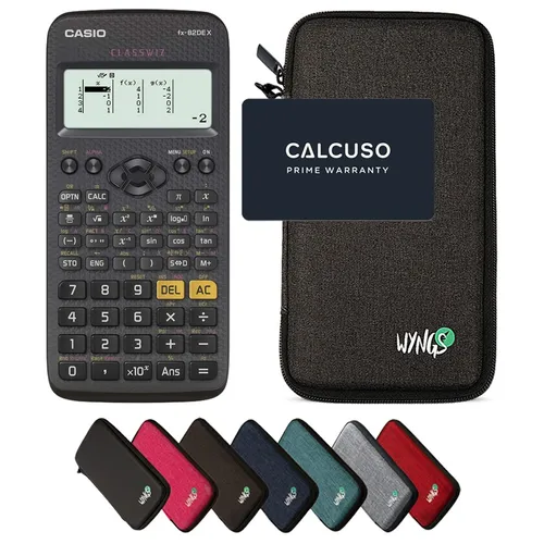 Casio fx-82DE X inklusive Schutztasche - Wissenschaftlicher Taschenrechner mit 5 Jahren Garantie - Wissenschaftlicher Taschenrechner mit 276 Funktionen und verbesserter Benutzeroberfläche, inklusive robuster WYNGS Schutztasche in Dunkelgrau für optimalen Schutz und 5 Jahre Garantie für zusätzliche Zuverlässigkeit.