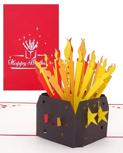 3D Card "Birthday Candles - Happy Birthday" – 3D Greeting & Congratulations Cards as little gift, voucher & packaging - Pop Up Geburtskarte Englisch