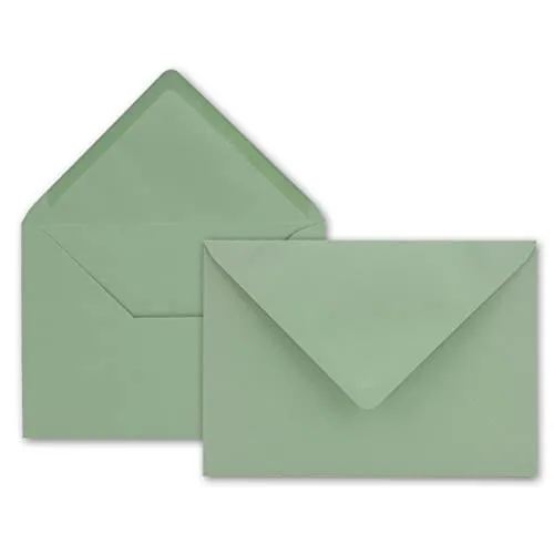 50x Brief-Umschläge in Eukalyptus-Grün - 80 g/m² - Kuverts in DIN B6 Format 12,5 x 17,6 cm - Nassklebung ohne Fenster