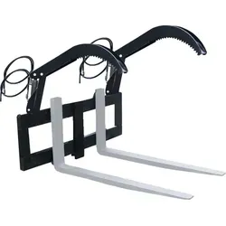 Gabelträger 100 cm mit 2x hydraulischen Stammgreifern - Praktisches Set mit 100 cm Gabelträger und 2 stabilen Stammgreifern für präzises Greifen und Transportieren von Balken und Stämmen. Robuste Qualität für effiziente Hebe- und Ladearbeiten.