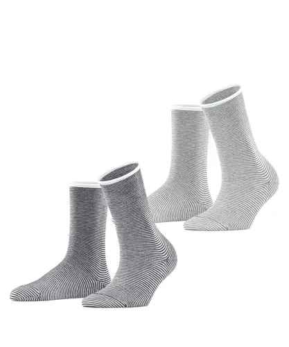 ESPRIT Damen Socken Allover Stripe Multipack W So Baumwolle gemustert 2 Paar, Grau Grey Mix 0010, 35-38
