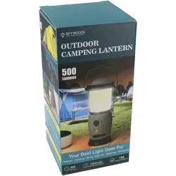 Skywoods Campinglampe L50270 – 500 Lumen für Outdoor-Abenteuer - Die Skywoods Campinglampe L50270 bietet mit 500 Lumen und drei Helligkeitsstufen optimale Beleuchtung für Camping und Outdoor-Aktivitäten. Robust, wiederaufladbar über USB-C und mit IPX5-Schutz für zuverlässige Nutzung.