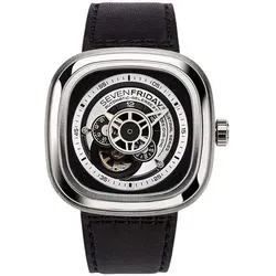 Sevenfriday Watches Mod. Sf-P1B/01 - Herren Armbanduhr - Hochwertige Herren Armbanduhr mit saphirbeschichtetem Kristall, automatischem Uhrwerk und 30 ATM wasserdicht. Inklusive stilvollem Markenetui.