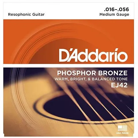 Daddario Saiten EJ42 16-56 - Phosphor Bronze Westerngitarrensaiten, ideal für strahlenden Klang und lange Haltbarkeit