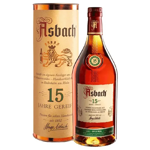 Asbach 15 Jahre inkl. Geschenkverpackung - hochwertiger deutscher Weinbrand, 0.7 l, elegant und harmonisch im Geschmack mit edler Reife