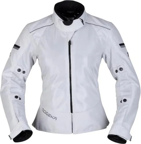 Modeka Motorradjacke Veo Air Damen - Sportliche Textiljacke in Grau, Größe 46 - Motorradjacke für Damen, ideal für warme Tage mit atmungsaktivem Material und Rückenprotektor für optimalen Schutz.