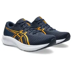 ASICS Patriot 14 Neutralschuh Herren – Dunkelblau/Gelb, Größe 42 - Leichter Neutralschuh für Training und Alltag. Der ASICS Patriot 14 bietet zuverlässige Dämpfung, atmungsaktives Obermaterial und eine griffige Laufsohle für optimalen Komfort und Stabilität.