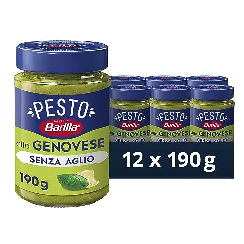 Barilla Pesto alla Genovese senza Aglio 12x190g | Glutenfreie Pasta-Nudel-Sauce - Unser Klassiker mit 100% italienischem Basilikum ganz ohne Knoblauch
