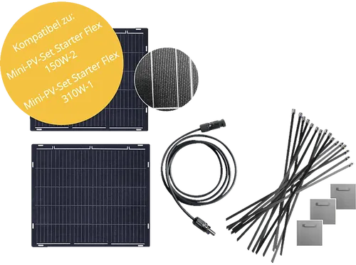OSNATECH Mini-PV-Upgrade Flex 150W-2 "Balkonkraftwerk" - Mini-Solaranlagen mit ultraleichten 150W SUNMAN Modulen für einfache Montage am Balkon oder Garten. Produzieren Sie eigenen Solarstrom und sparen Sie Energiekosten!