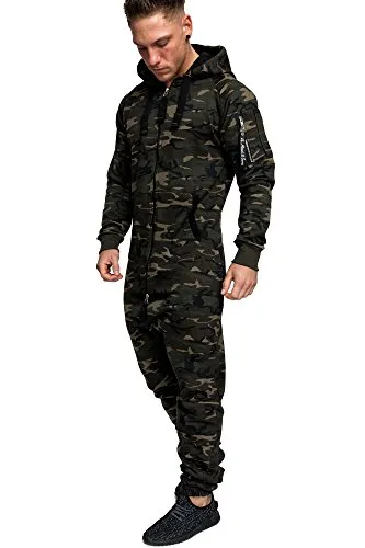 Amaci&Sons Herren Overall Jumpsuit Cargo-Style - Streatwear Trainingsanzüge für Herren, stylischer Camouflage-Look, ideal für Freizeit und Sportaktivitäten.
