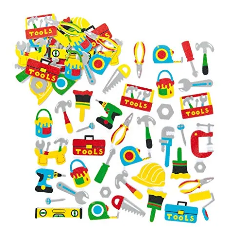 Schaumstoff-Aufkleber - Werkzeuge - Sticker Set zum Basteln für Kinder und als Dekoration - 120 Stück, Sortiert