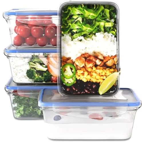 classbach Frischhaltedosen mit Deckel, 5er Set, 100 Prozent dicht, Meal Prep Boxen, für Mikrowelle Spülmaschine Gefrierfach geeignet, Gefrierbehälter, Food Container, Gefrierdosen, C-FHD 4007 K