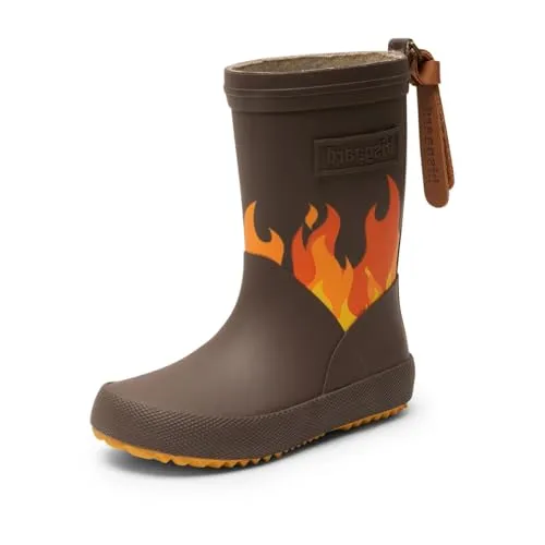 bisgaard Unisex Kinder Fashion II Rain Boot - Brown Flames, 24 EU - Gummistiefel aus wasserdichtem Naturkautschuk, handgefertigt für maximalen Schutz und Komfort an regnerischen Tagen. Atmungsaktives Baumwollfutter und flexible Sohle für optimale Beweglichkeit.