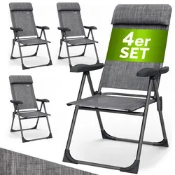 Casaria Klappbare Gartenstühle 4er Set, 7-fach Verstellbar mit hoher Rückenlehne - Stühle für den Garten, wetterfest und bequem, ideal für entspannte Stunden im Freien. Hochwertiges Aluminium und 7-fach verstellbare Rückenlehne für optimalen Komfort.