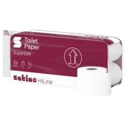Satino HiLine Toilettenpapier, 3-lagig, hochweiß, MT1 071340 , 1 Packung = 8 Rollen à 250 Blatt