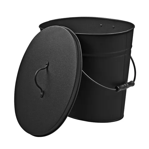 Ascheeimer mit Deckel - Besteck Set – Kaminbesteck für Kamin Kaminofen Pelletofen Ofen - für Kaminholz Brennholz Holz Kohle Pellets Holzbriketts - 18 L