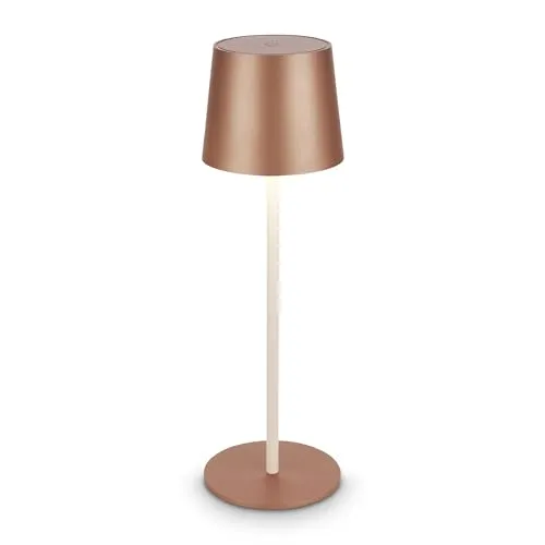 BRILONER - LED Tischlampe kabellos IP44 mit Touch, dimmbar, Akku & Lichtquelle tauschbar, Nachttischlampe, Leselampe, LED Lampe, Campinglampe, Tischleuchte, Akkulampe, Outdoor, 11x34,5 cm, Coffee