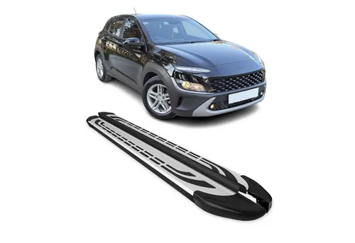 OMAC Kfz-Schmutzfänger Trittbretter für Hyundai Kona 2018-21 – Rutschfest und Robust - Hochwertige Aluminium Trittbretter für Hyundai Kona, rutschfest und stabil. Ideal für sicheres Ein- und Aussteigen, schützt die Karosserie effektiv. Lieferumfang: 2 Trittbretter inkl. Montagezubehör.