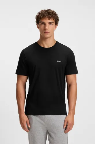 BOSS Mix&Match T-Shirt mit Stickerei - Herren-Shirt in Schwarz, elastisches Material für optimalen Tragekomfort, mit auffälliger BOSS Stickerei auf der Brust.