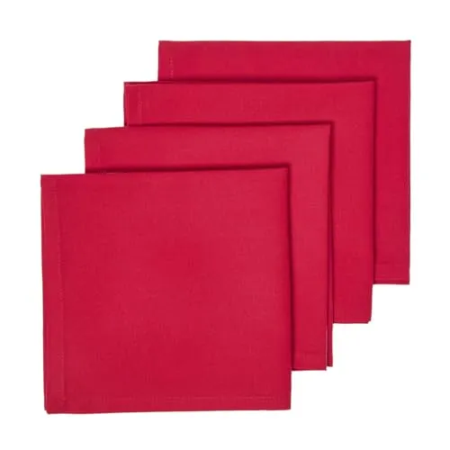 HOMESCAPES Stoffservietten rot, 4er-Set Servietten 45x45 cm, Festliche Tischservietten aus 100% Baumwolle, waschbar & wiederverwendbar