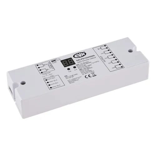 EVN DALI-Empfänger DALPD12244X8A - Zubehör für Innenleuchten, unterstützt Unicolor, Tunable-White, RGB und RGBW, flexibel bei 12-48V/DC und bis zu 1152W, für einfache und vielseitige Lichtsteuerung.
